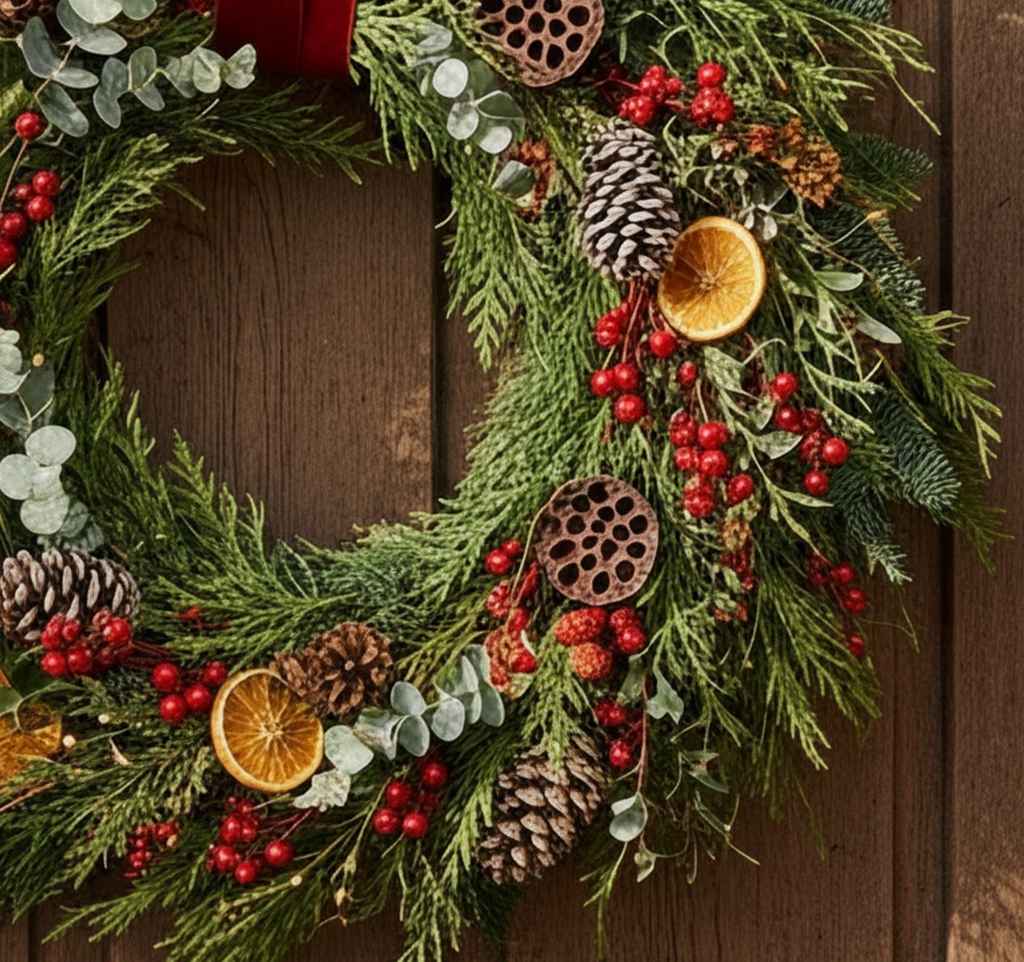 ছুটির দিনের সামনের দরজার পুষ্পস্তবক