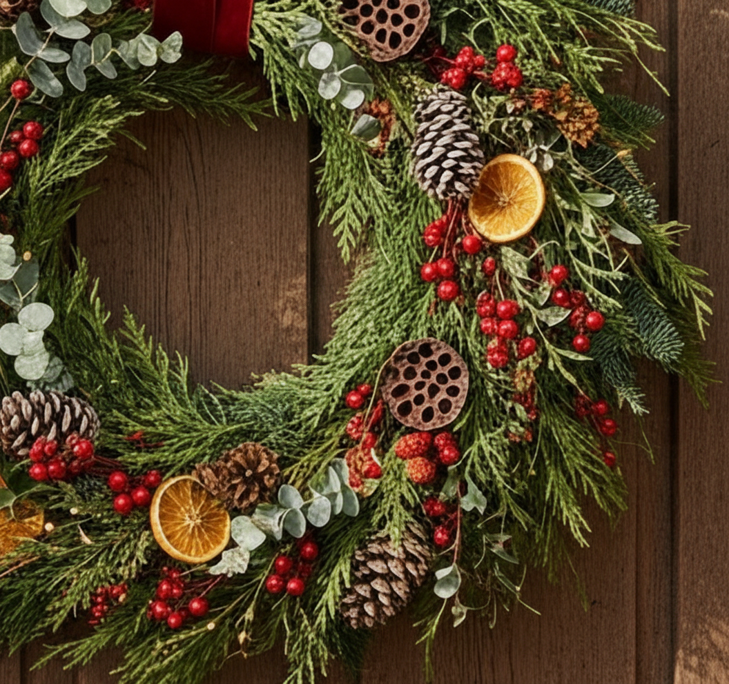 ছুটির দিনের সামনের দরজার পুষ্পস্তবক