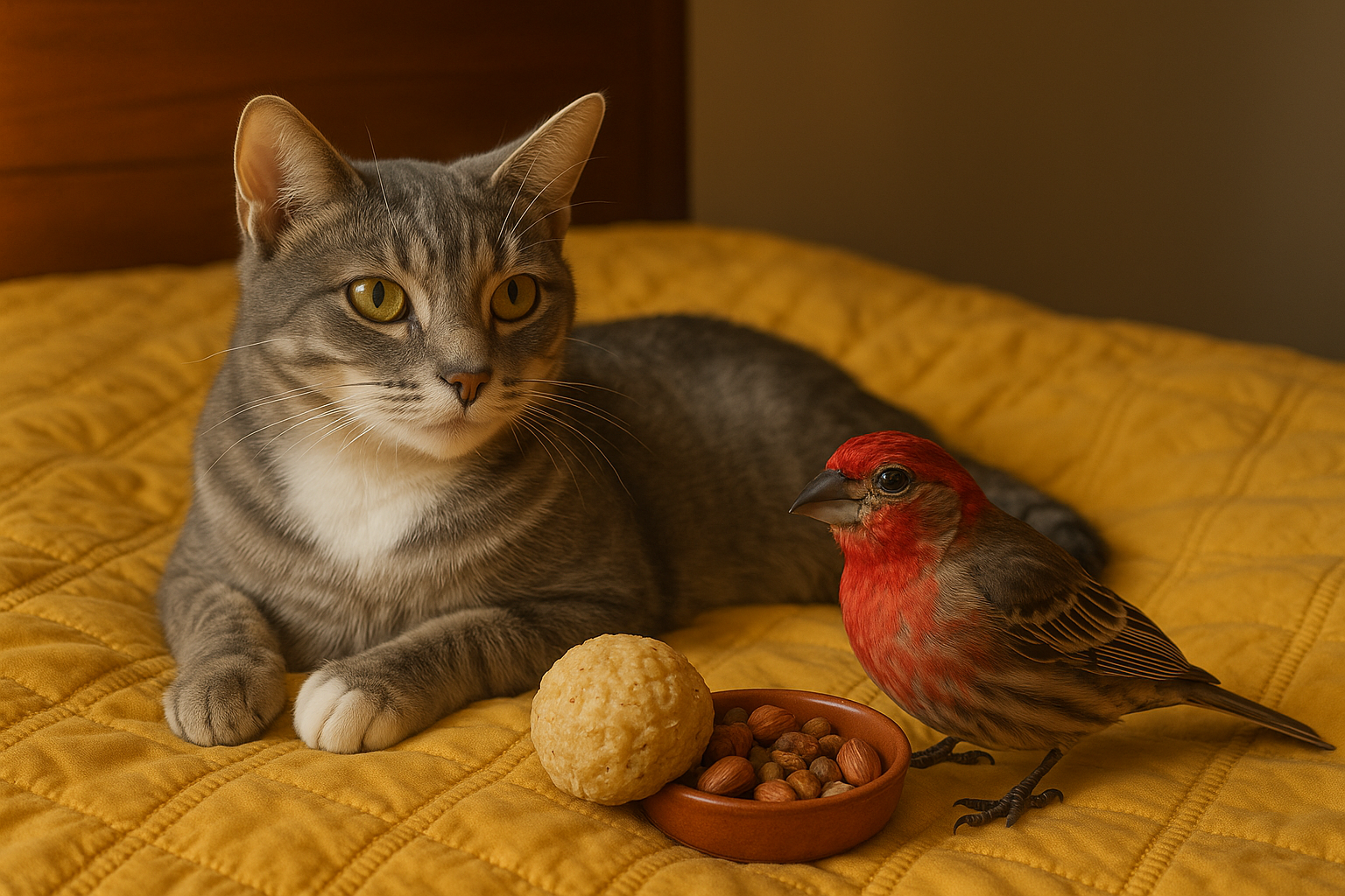 Combined cat and bird image