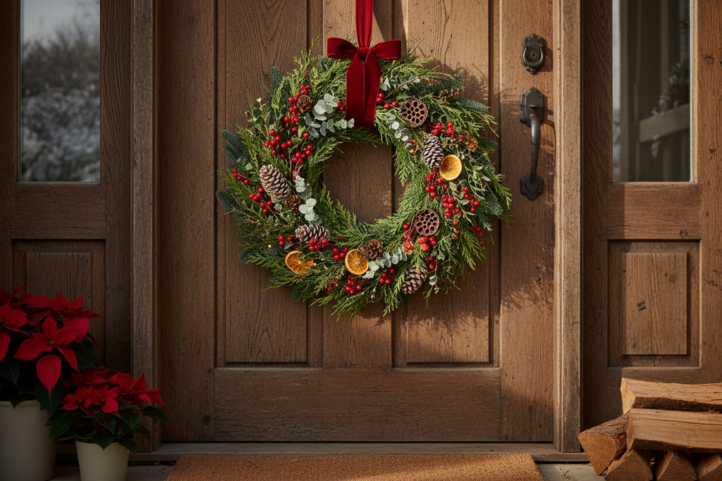 ছুটির দিনের সামনের দরজার পুষ্পস্তবক